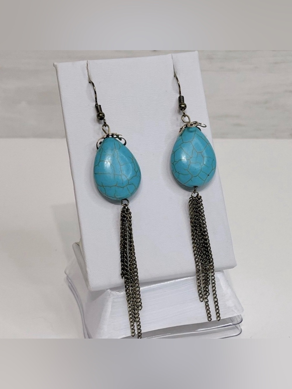 NEW Antique Gold & Turquoise Tassel Earrings